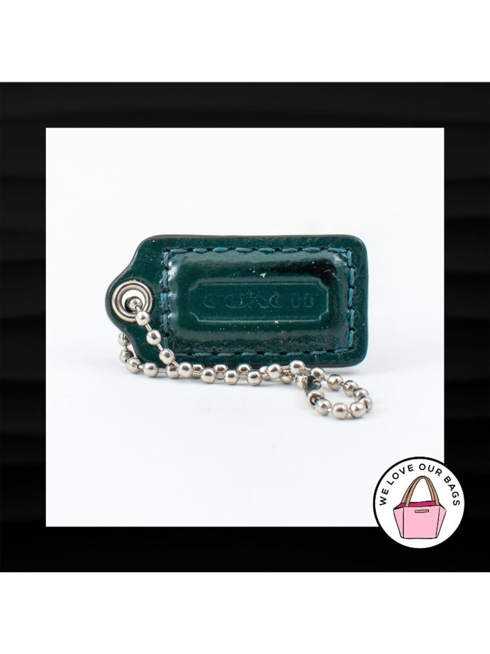 1.5" Small COACH BLUE PATENT LEATHER KEY FOB CHARM KEYCHAIN HANG TAG WRISTLET